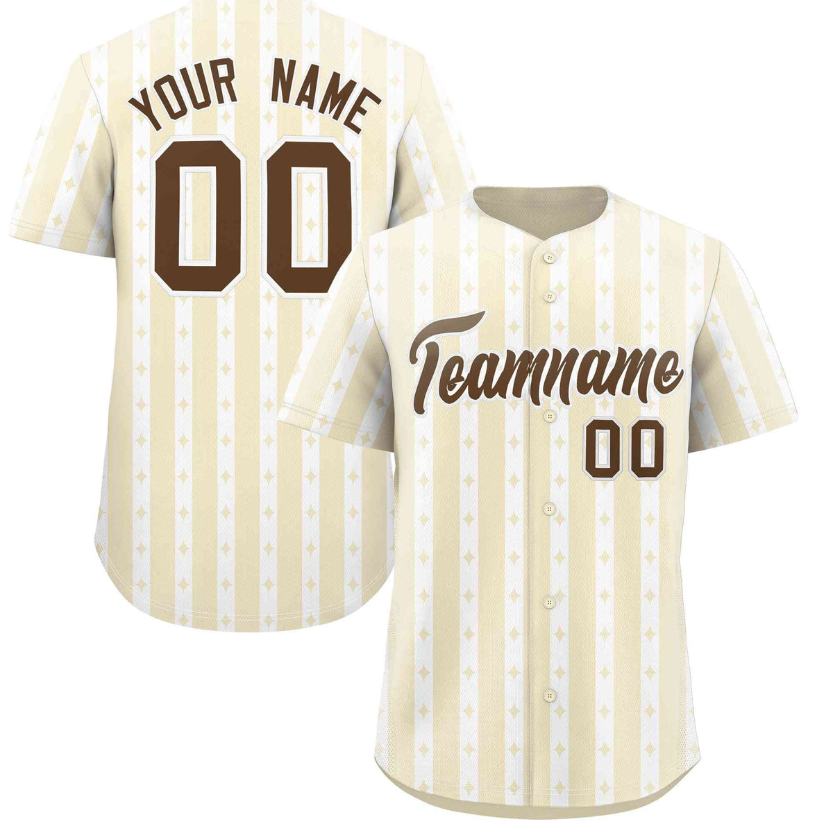 Custom Cream White Star Pattern Thick Stripes Baseball Jersey