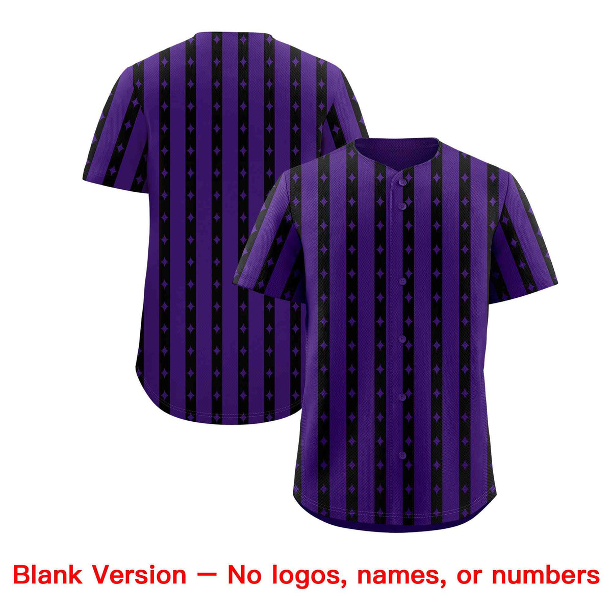 Custom Purple Black Star Pattern Thick Stripes Baseball Jersey