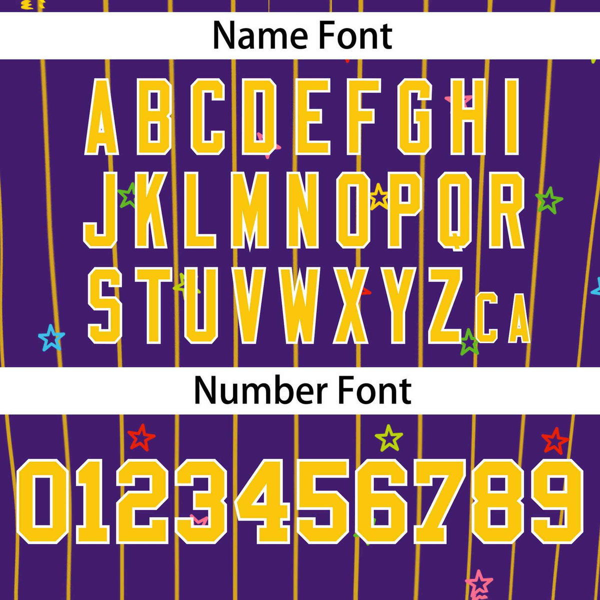 Custom Purple Gold Stripe Fashion Personalized Star Pattern Authentic Baseball Jersey