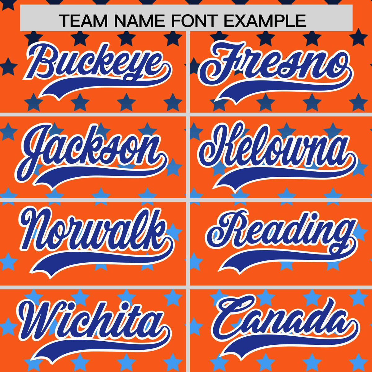 Custom Orange Royal-White Raglan Sleeve Personalized Star Print Authentic Baseball Jersey