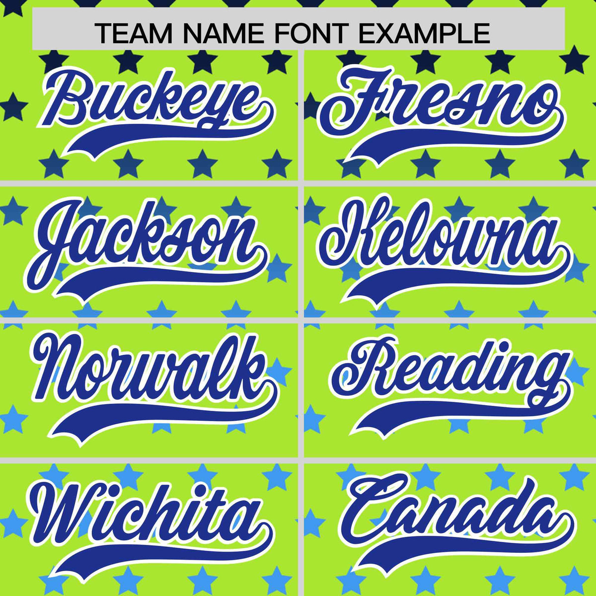 Custom Neon Green Royal-White Raglan Sleeve Personalized Star Print Authentic Baseball Jersey