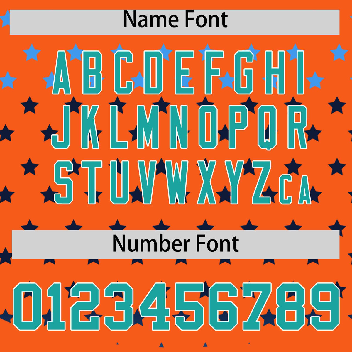 Custom Orange Aqua-White Raglan Sleeve Personalized Star Print Authentic Baseball Jersey