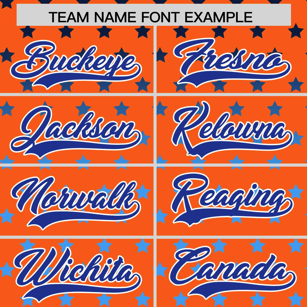 Custom Orange Royal-White Raglan Sleeve Personalized Star Print Authentic Baseball Jersey