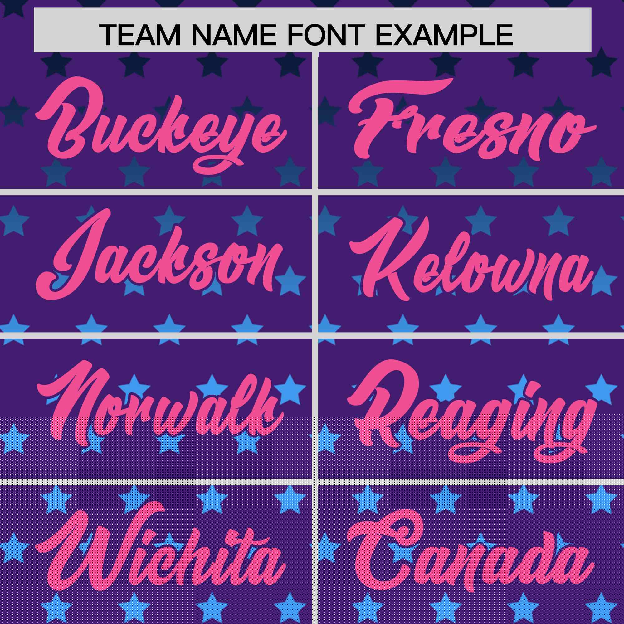 Custom Purple Pink-White Raglan Sleeve Personalized Star Print Authentic Baseball Jersey