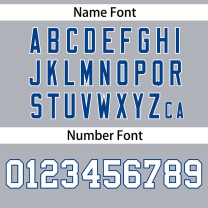 Custom Gray Royal Gradient Side Personalized Star Pattern Authentic Baseball Jersey