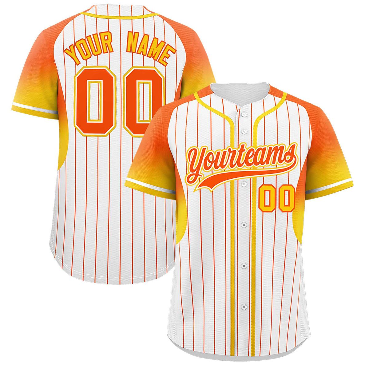 Custom White Orange Stripe Fashion Sleeves Gradient Authentic Baseball Jersey
