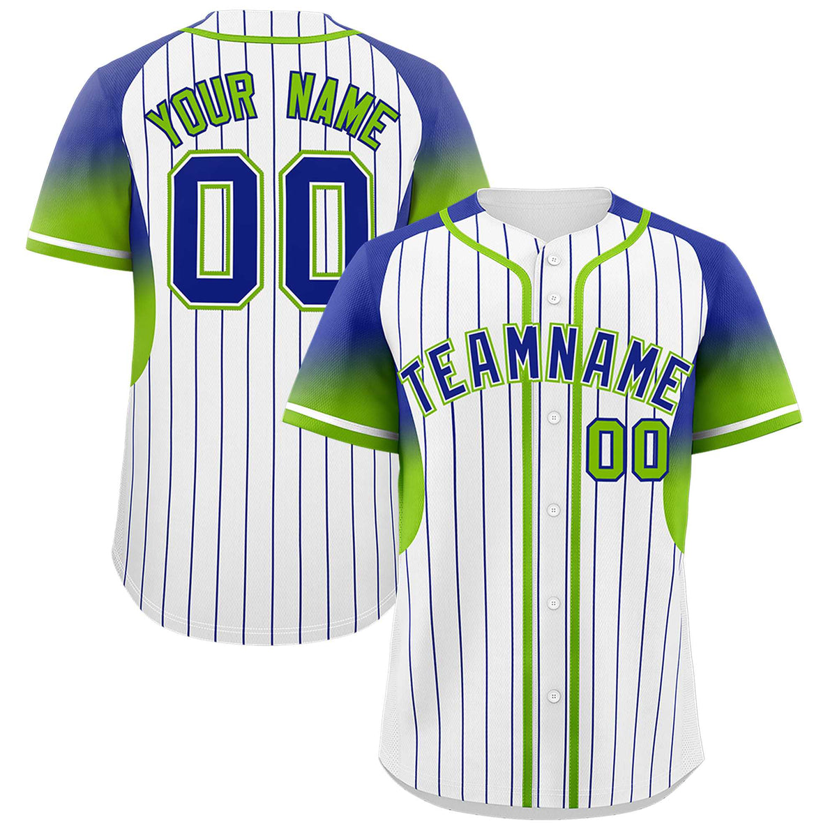 Custom White Royal Stripe Fashion Sleeves Gradient Authentic Baseball Jersey