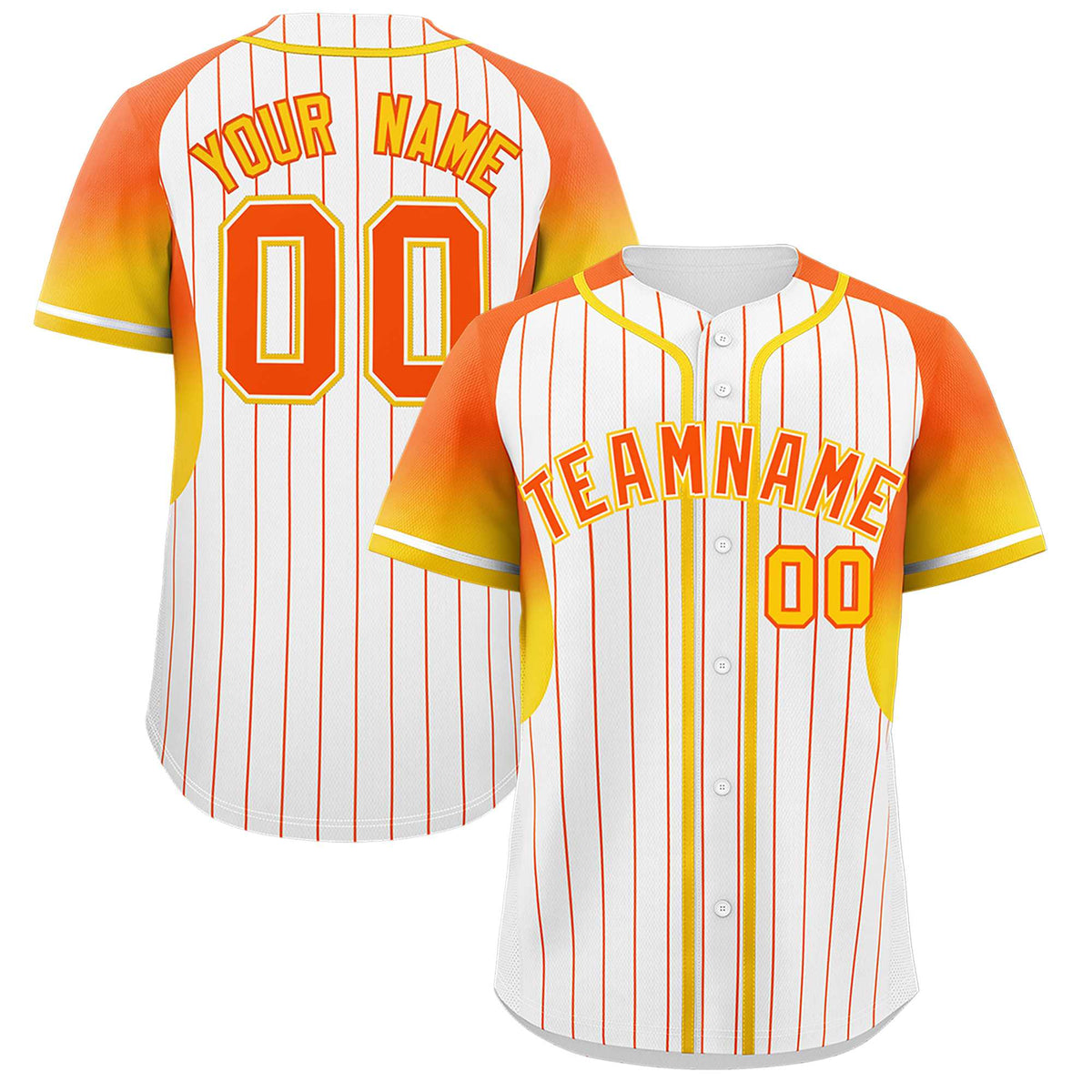Custom White Orange Stripe Fashion Sleeves Gradient Authentic Baseball Jersey