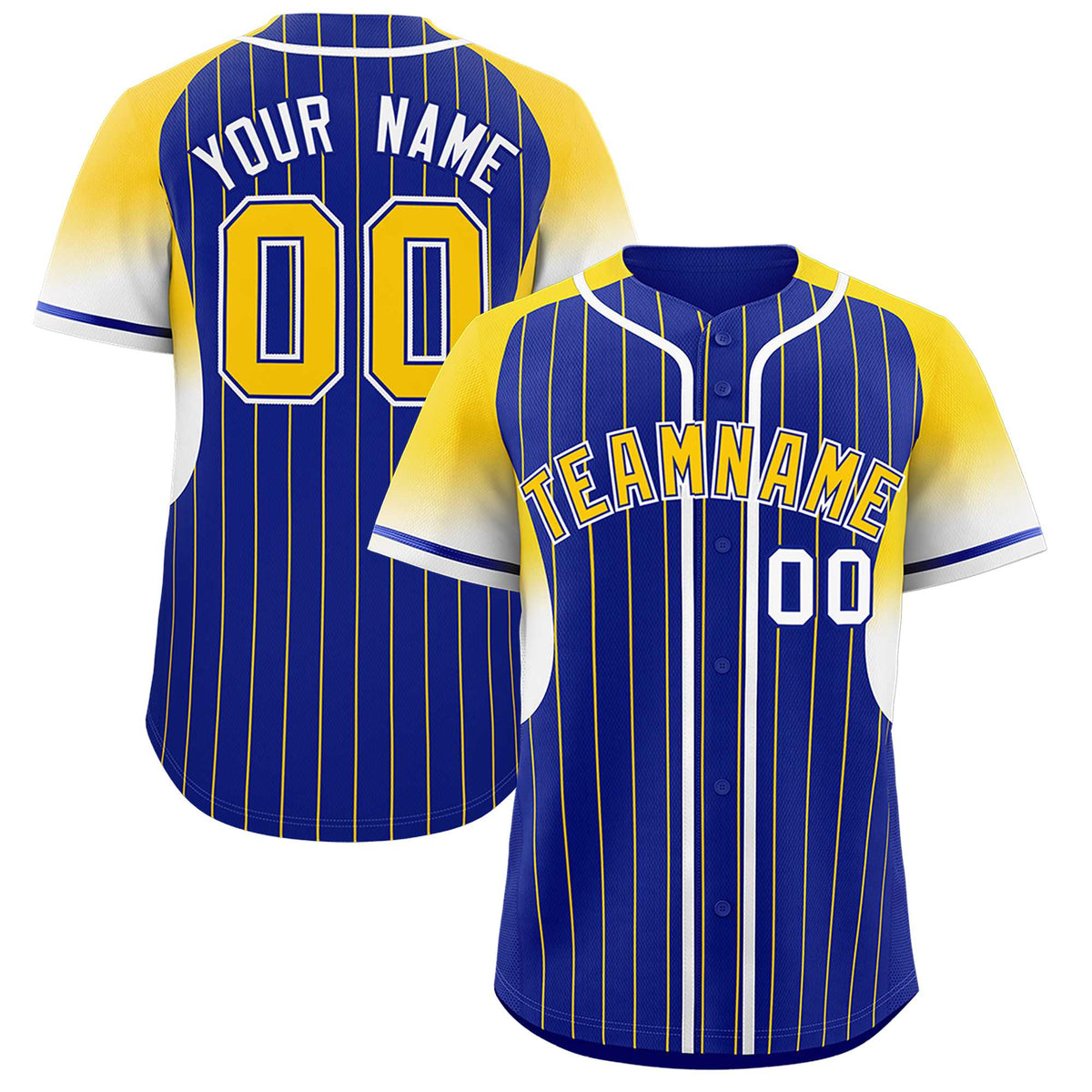 Custom Royal Gold Stripe Fashion Sleeves Gradient Authentic Baseball Jersey