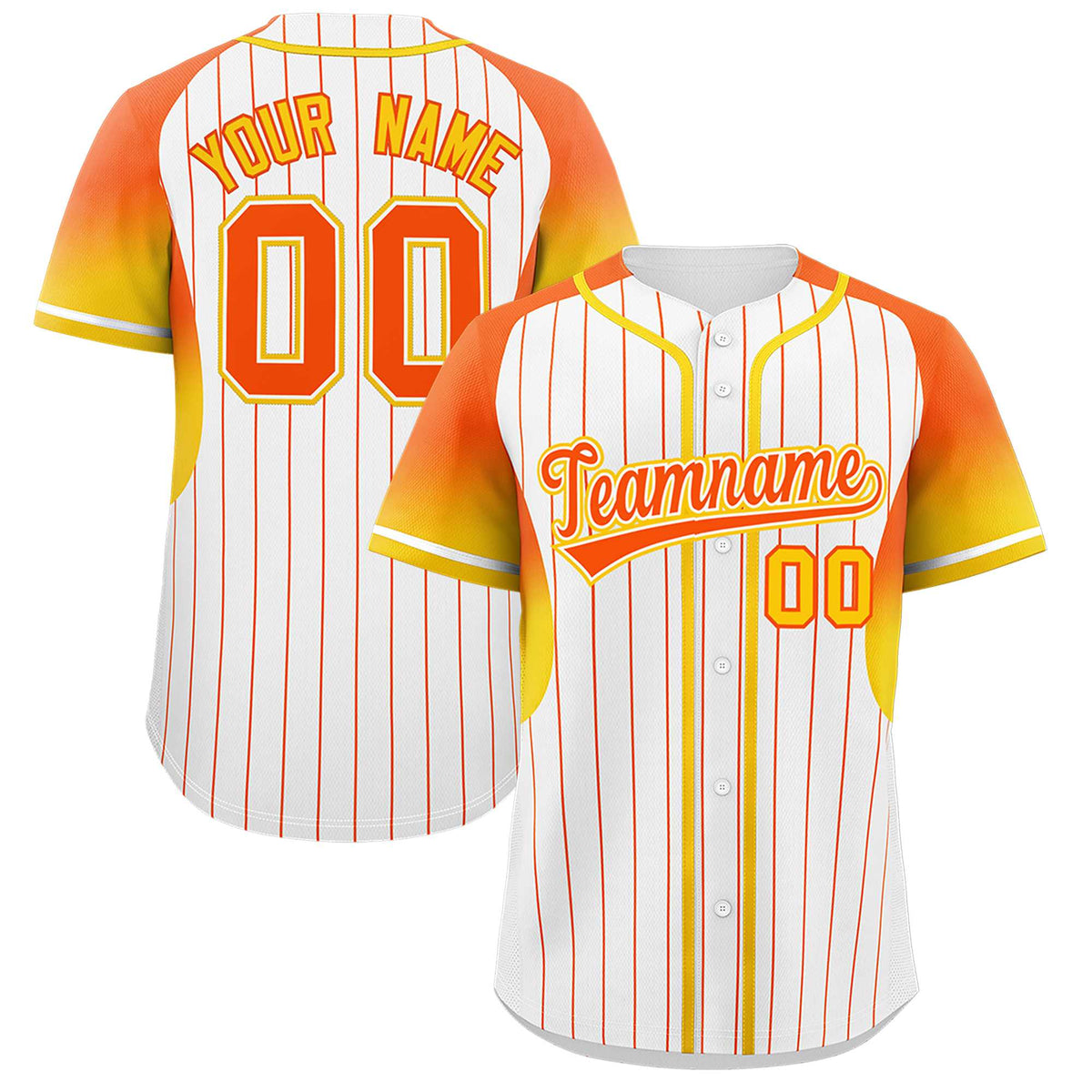Custom White Orange Stripe Fashion Sleeves Gradient Authentic Baseball Jersey