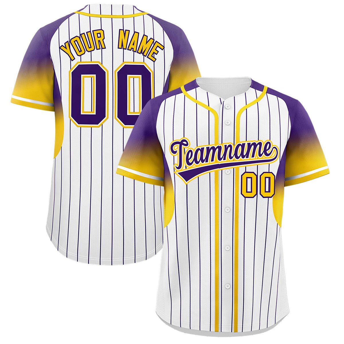 Custom White Purple Stripe Fashion Sleeves Gradient Authentic Baseball Jersey