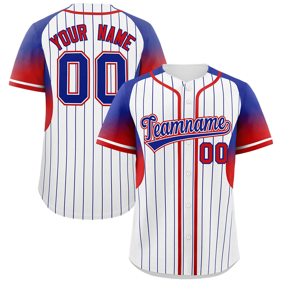 Custom White Royal Stripe Fashion Sleeves Gradient Authentic Baseball Jersey