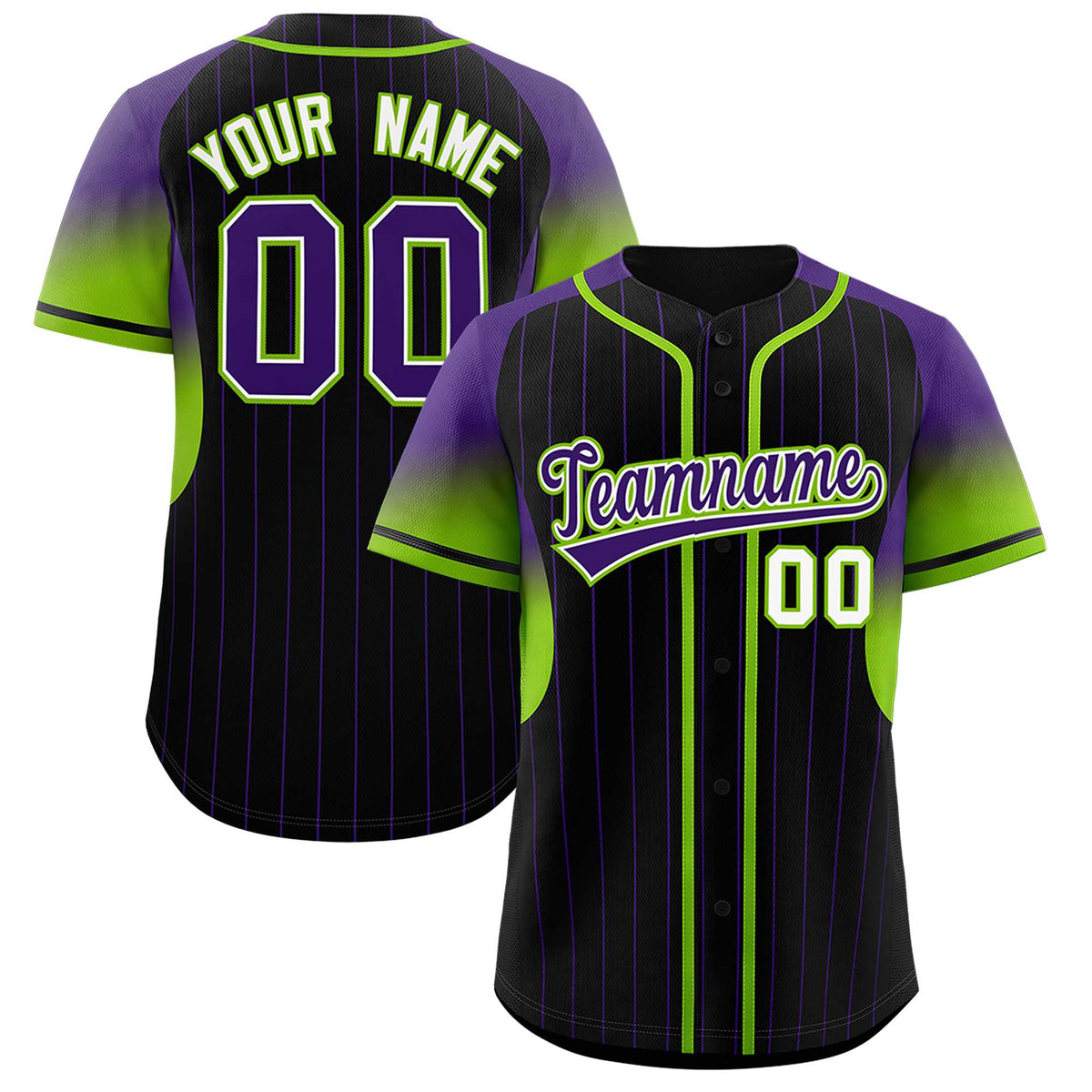 Custom Black Purple Stripe Fashion Sleeves Gradient Authentic Baseball Jersey
