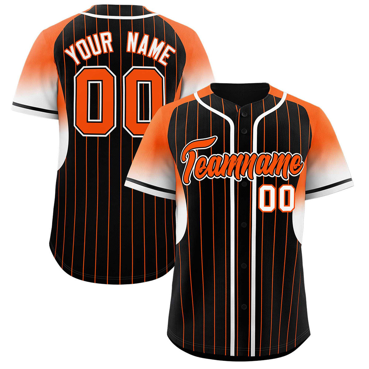 Custom Black Orange Stripe Fashion Sleeves Gradient Authentic Baseball Jersey