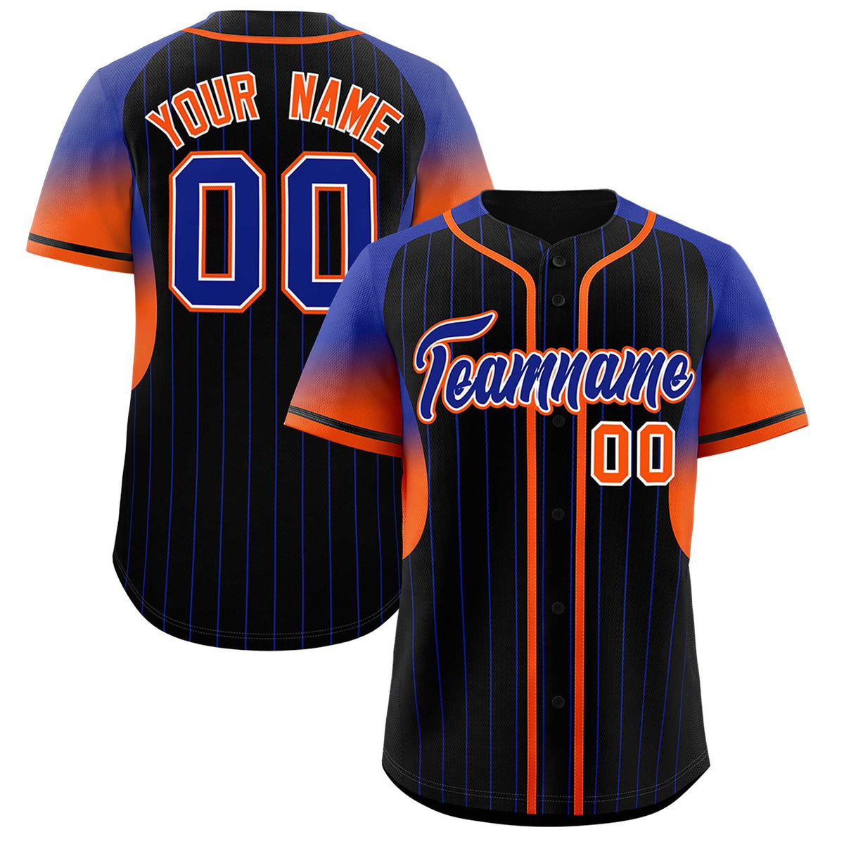 Custom Black Royal Stripe Fashion Sleeves Gradient Authentic Baseball Jersey