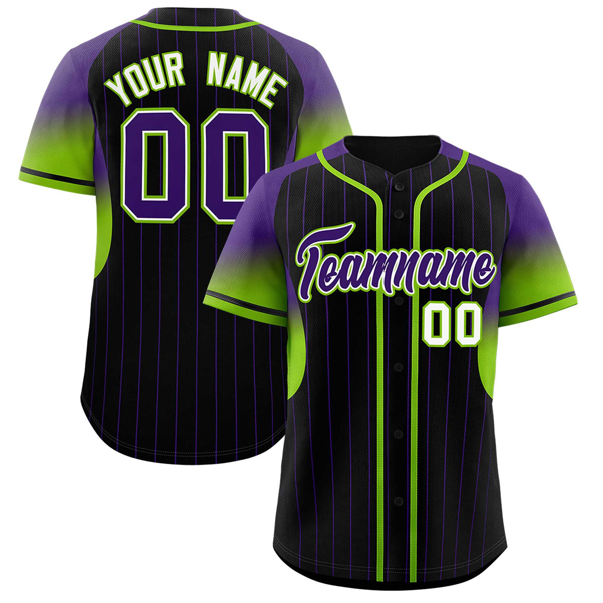 Custom Black Purple Stripe Fashion Sleeves Gradient Authentic Baseball Jersey