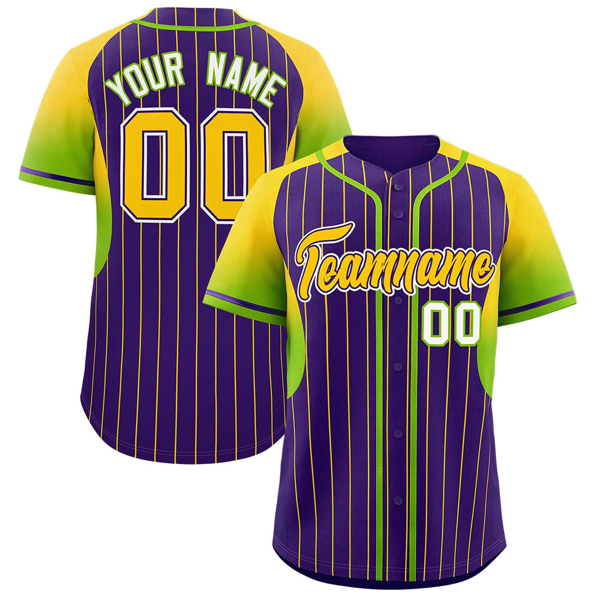 Custom Purple Gold Stripe Fashion Sleeves Gradient Authentic Baseball Jersey
