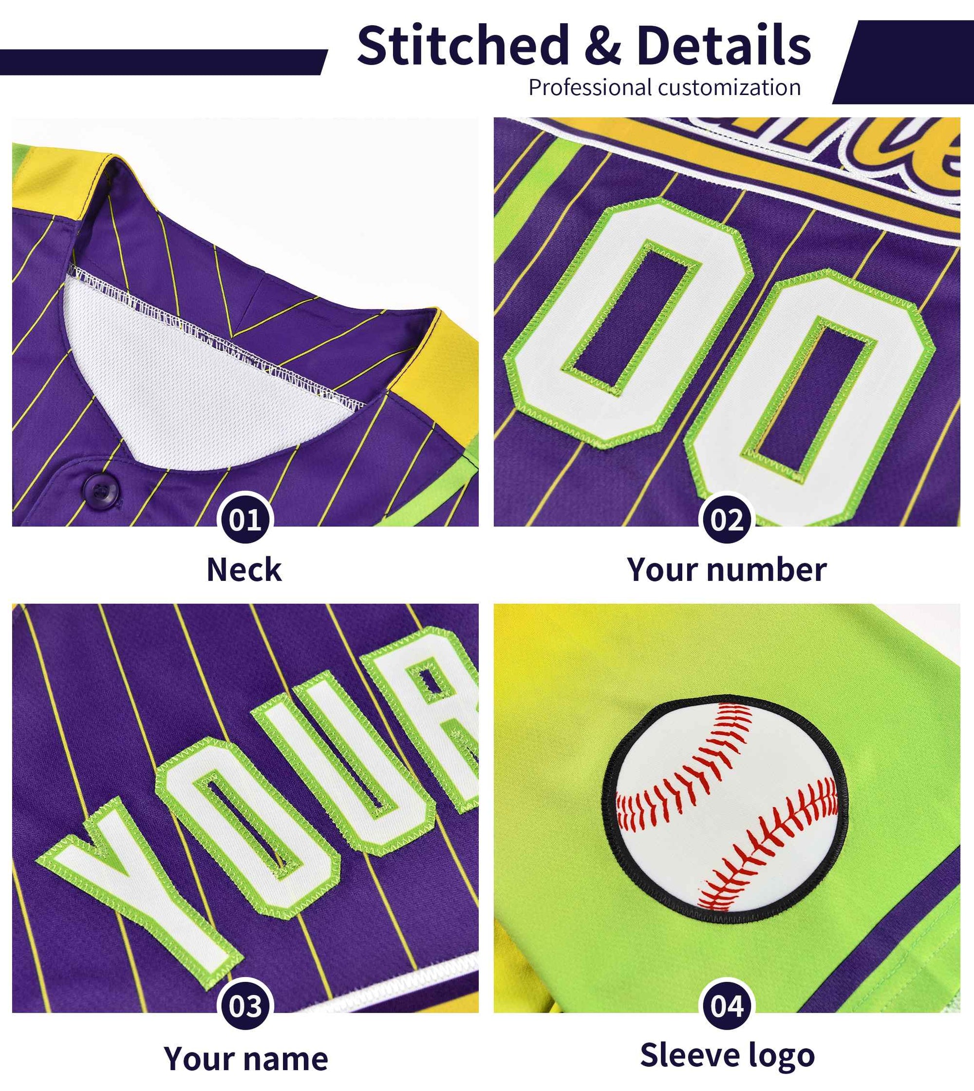 Custom White Purple Stripe Fashion Sleeves Gradient Authentic Baseball Jersey