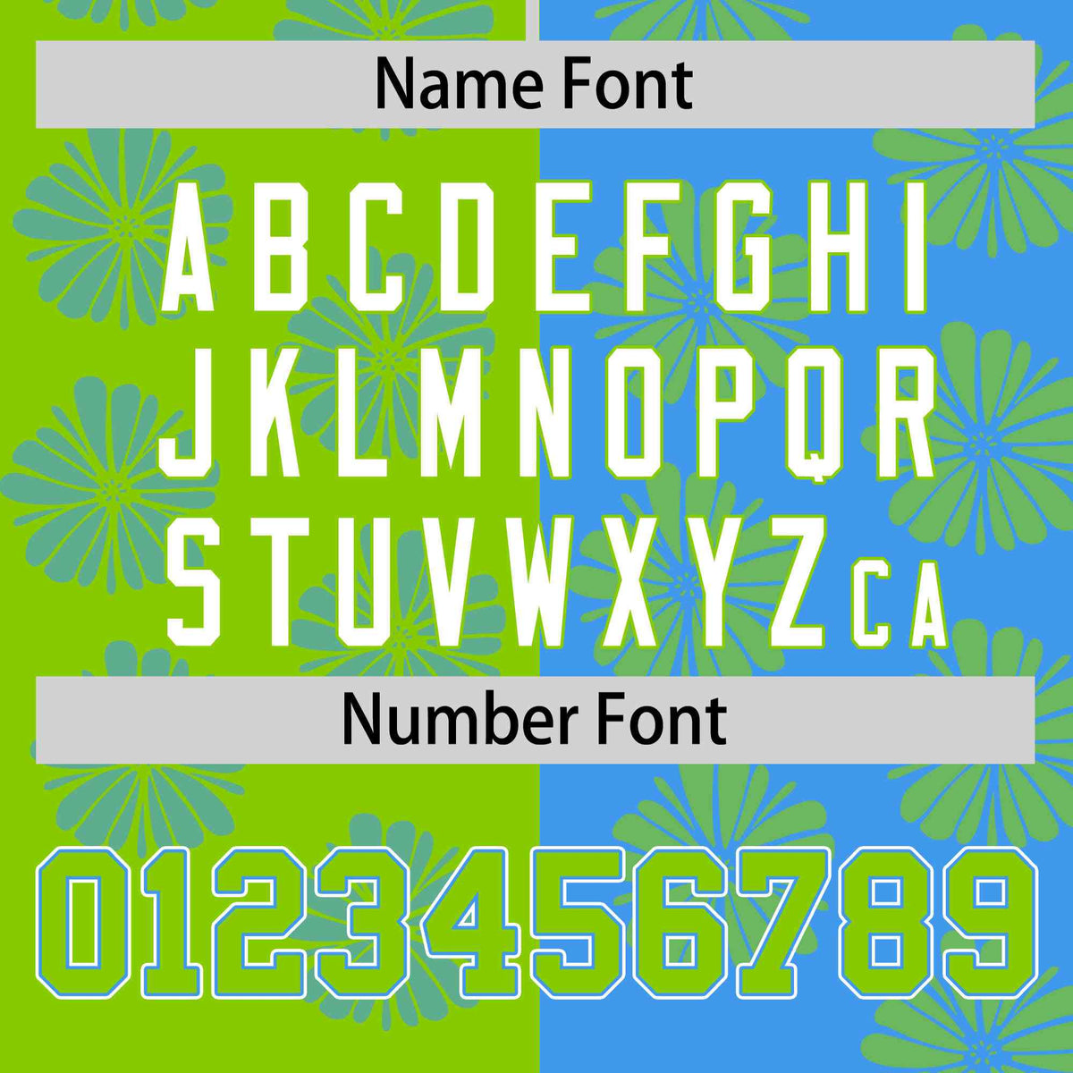 Custom Neon Green Powder Blue Split Fashion Flower Graffiti Pattern Authentic Baseball Jersey