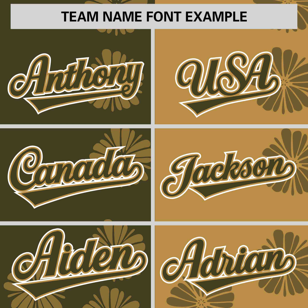 Custom Olive Old Gold Split Fashion Flower Graffiti Pattern Authentic Baseball Jersey