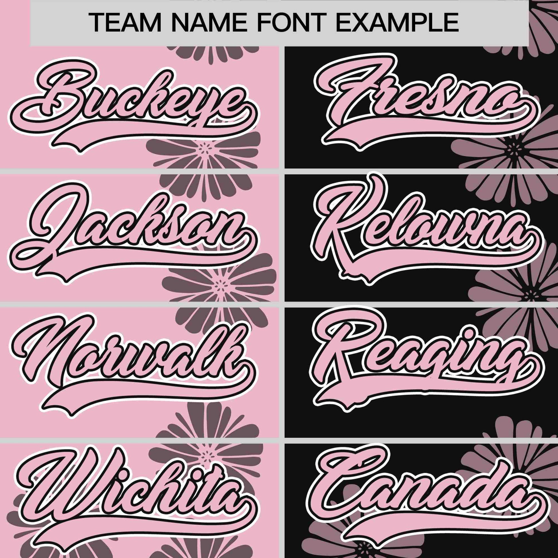 Custom Light Pink Black Split Fashion Flower Graffiti Pattern Authentic Baseball Jersey