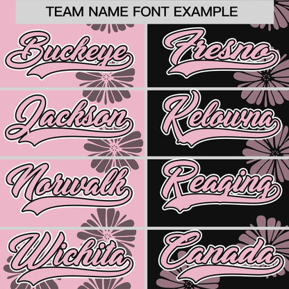 Custom Light Pink Black Split Fashion Flower Graffiti Pattern Authentic Baseball Jersey