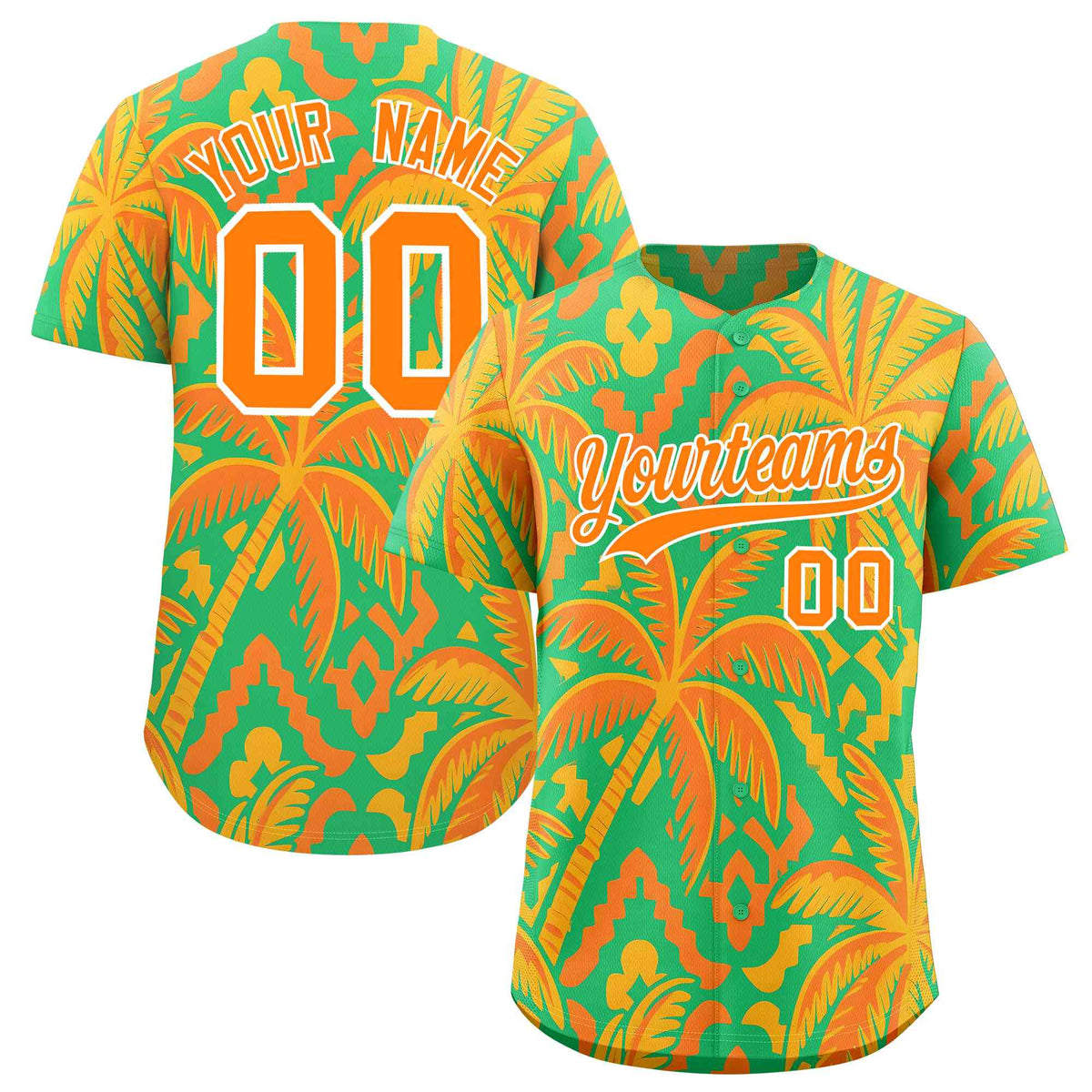 Personalized Multicolor Palm Tree Hawaiian Style Authentic Baseball Jersey
