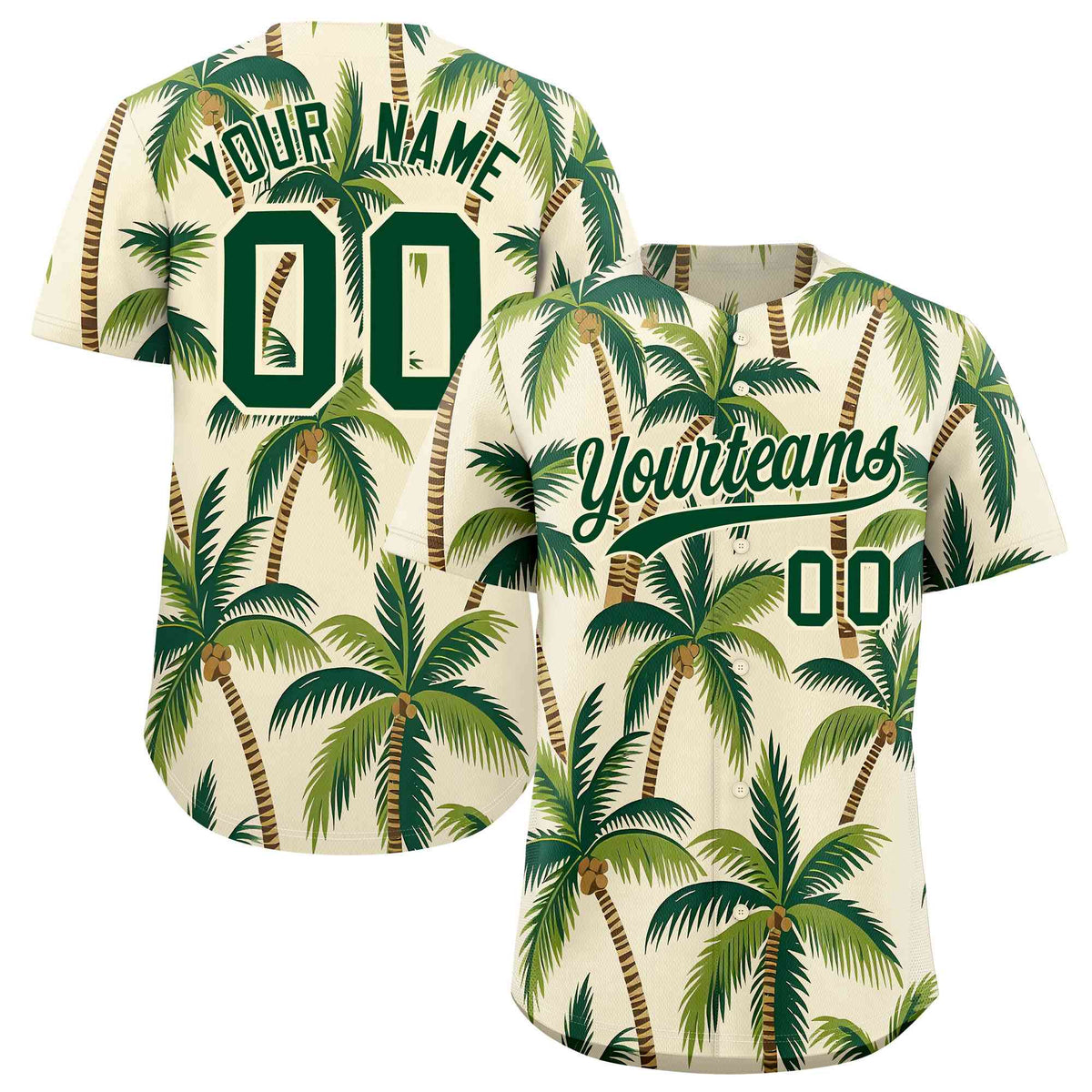 Personalized Multicolor Palm Tree Hawaiian Style Authentic Baseball Jersey