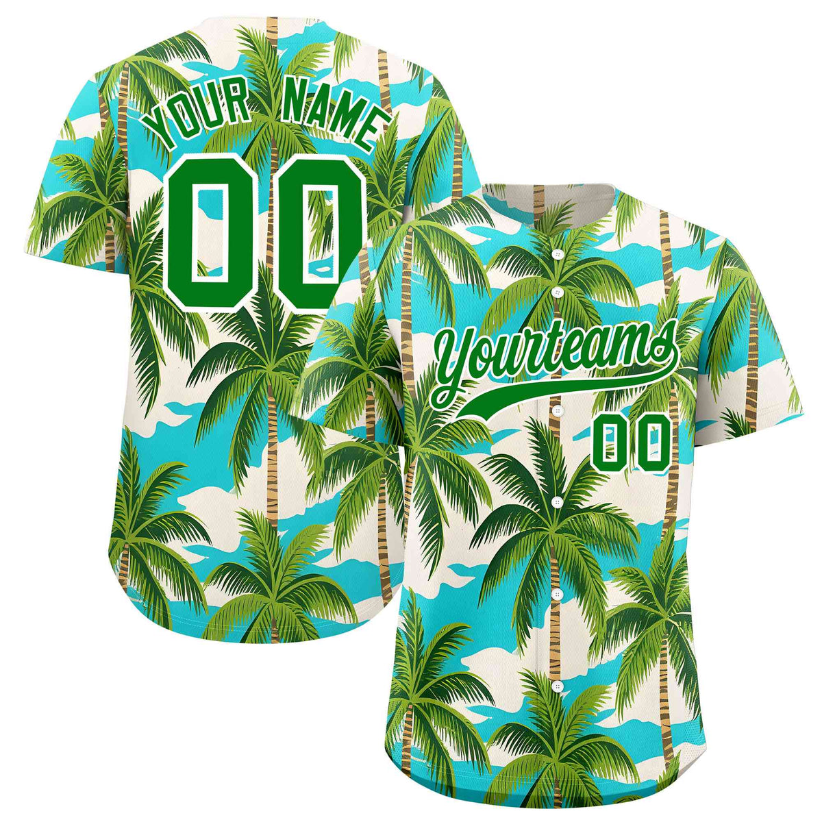 Personalized Multicolor Palm Tree Hawaiian Style Authentic Baseball Jersey