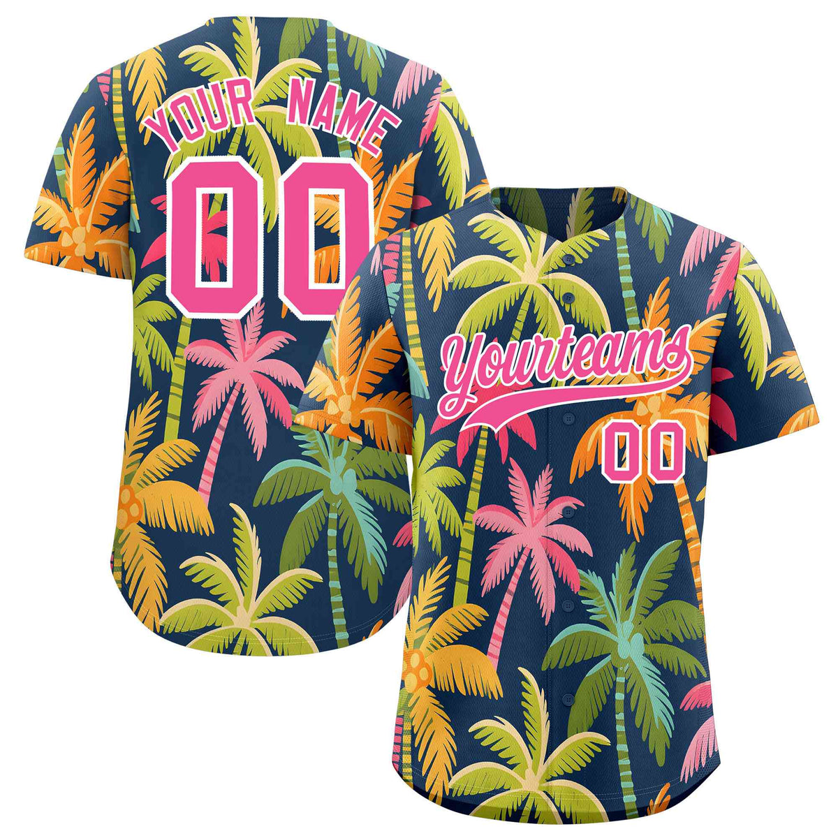 Personalized Multicolor Palm Tree Hawaiian Style Authentic Baseball Jersey