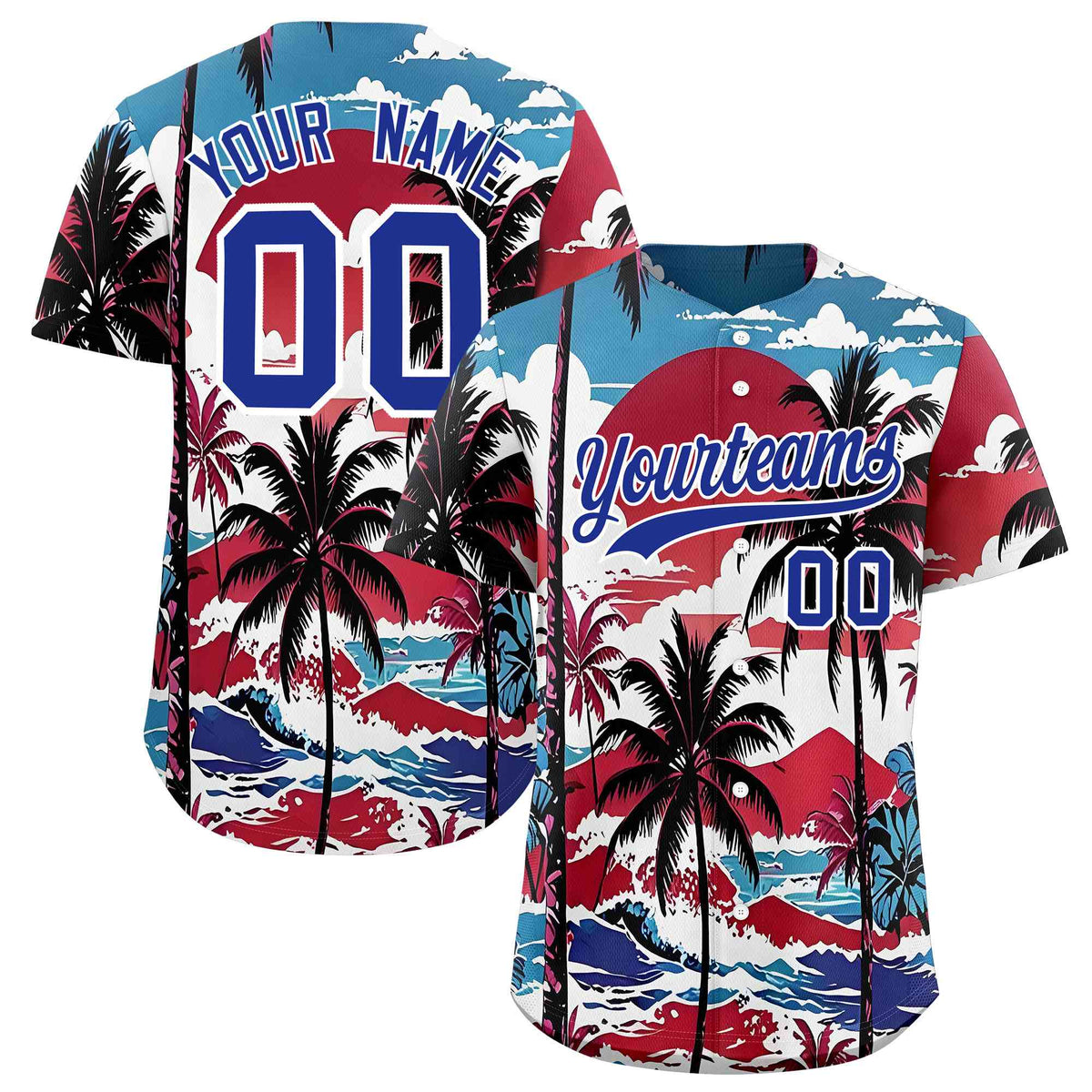Personalized Multicolor Palm Tree Hawaiian Style Authentic Baseball Jersey