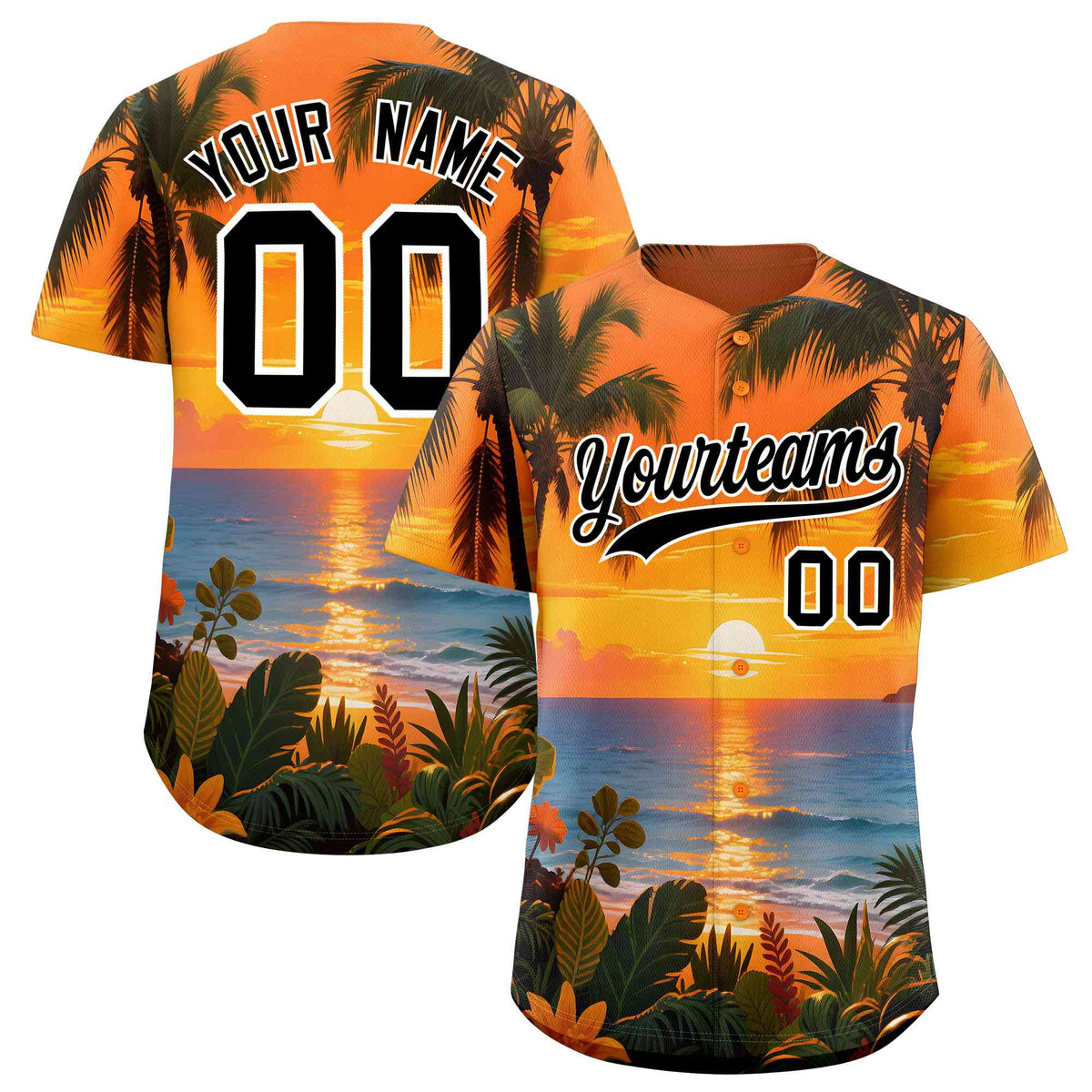 Personalized Multicolor Palm Tree Hawaiian Style Authentic Baseball Jersey