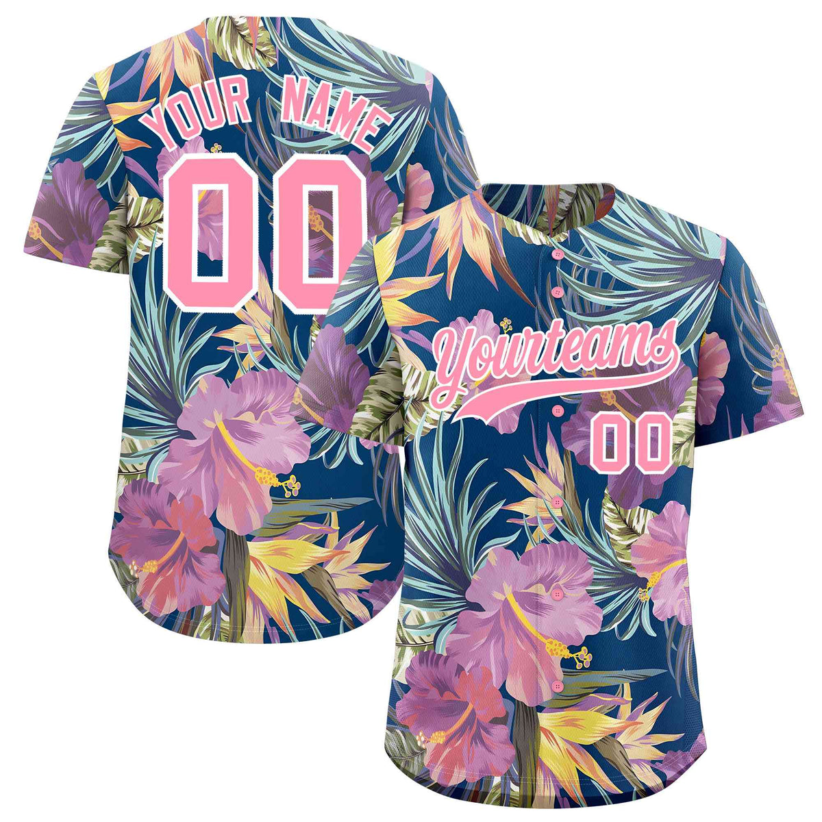 Personalized Multicolor Palm Tree Hawaiian Style Authentic Baseball Jersey
