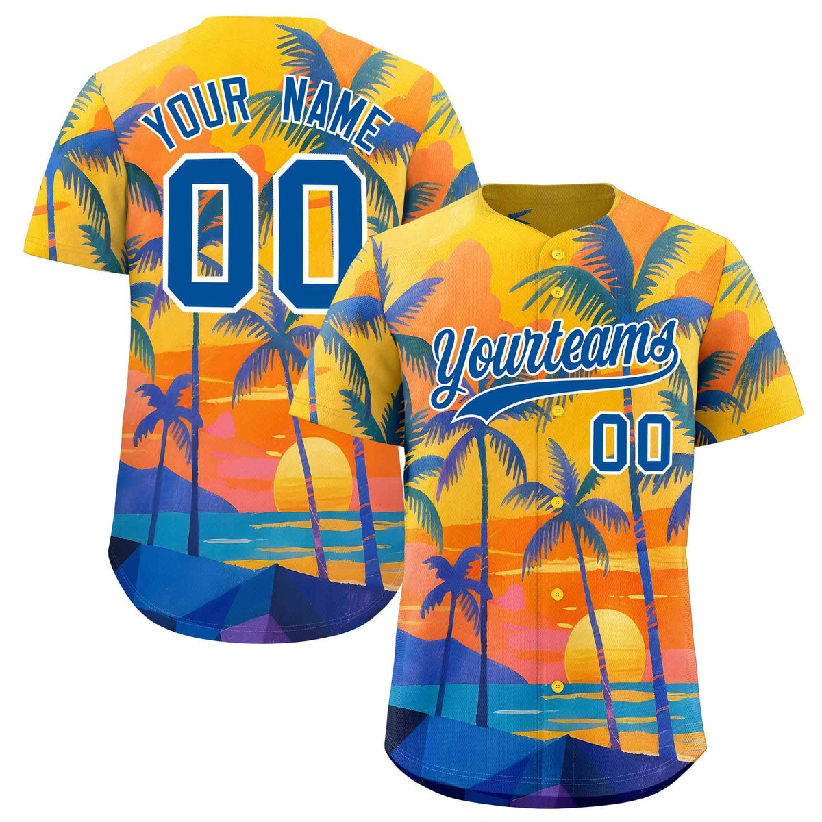 Personalized Multicolor Palm Tree Hawaiian Style Authentic Baseball Jersey