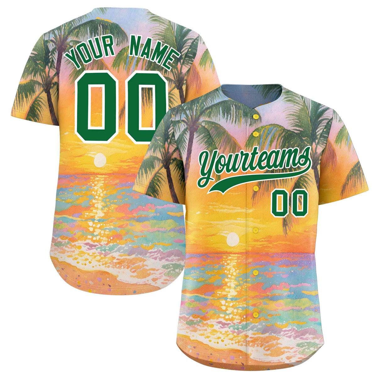 Personalized Multicolor Palm Tree Hawaiian Style Authentic Baseball Jersey