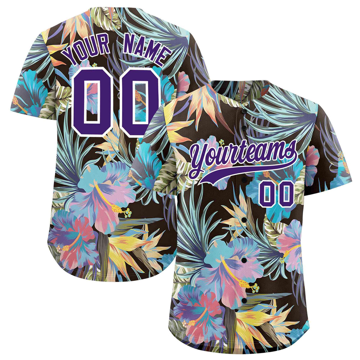 Personalized Multicolor Palm Tree Hawaiian Style Authentic Baseball Jersey