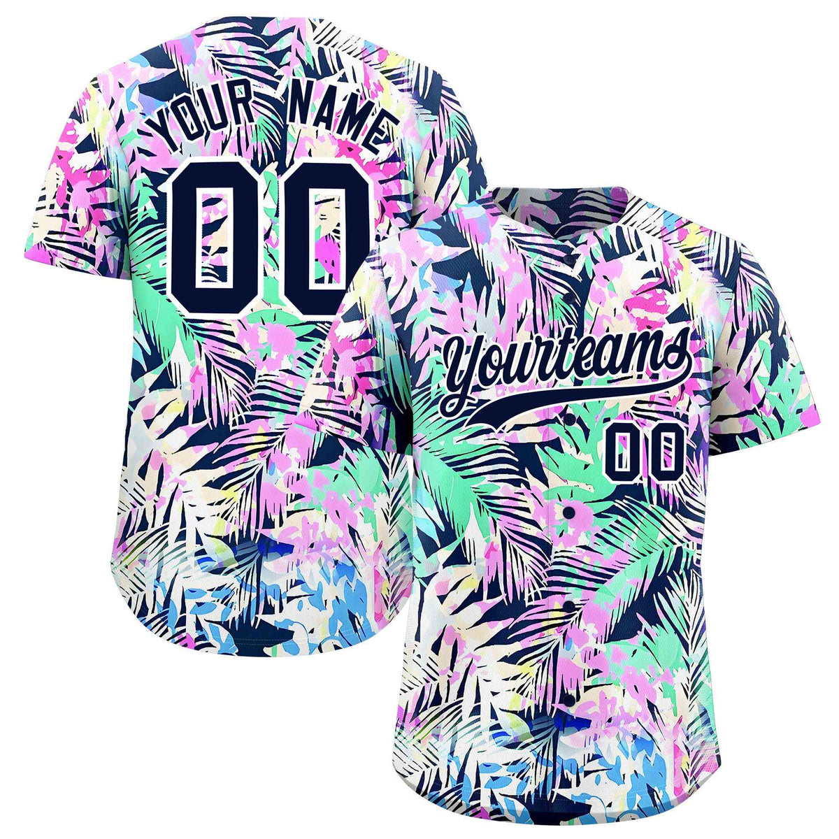 Personalized Multicolor Palm Tree Hawaiian Style Authentic Baseball Jersey