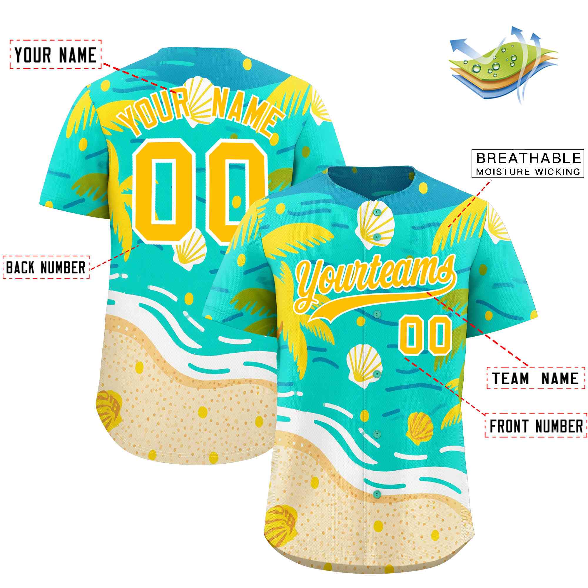 Personalized Multicolor Palm Tree Hawaiian Style Authentic Baseball Jersey