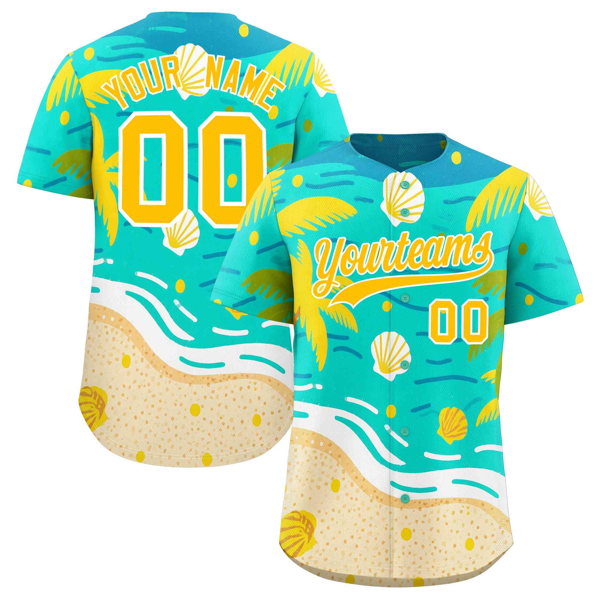 Personalized Multicolor Palm Tree Hawaiian Style Authentic Baseball Jersey