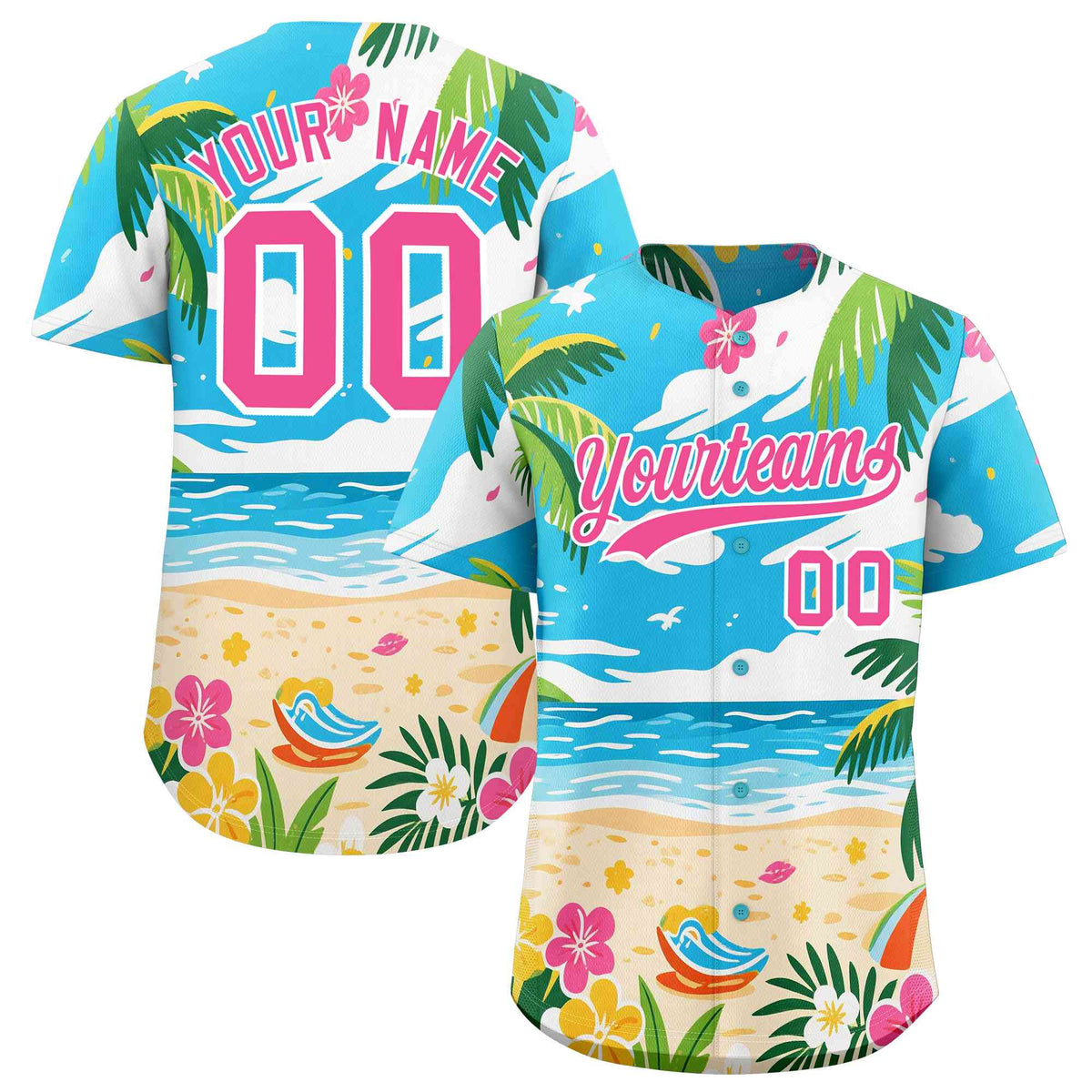Personalized Multicolor Palm Tree Hawaiian Style Authentic Baseball Jersey