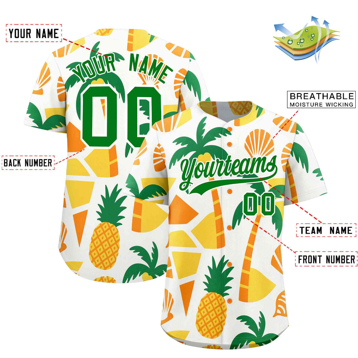 Personalized Multicolor Palm Tree Hawaiian Style Authentic Baseball Jersey
