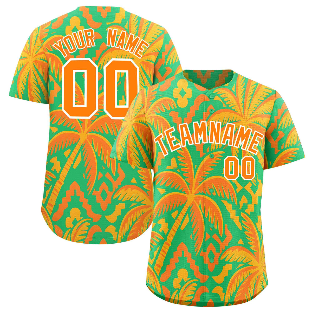 Personalized Multicolor Palm Tree Hawaiian Style Authentic Baseball Jersey