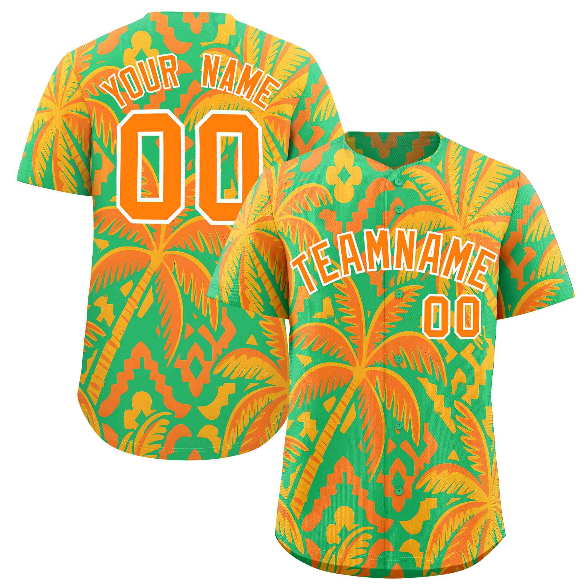 Personalized Multicolor Palm Tree Hawaiian Style Authentic Baseball Jersey