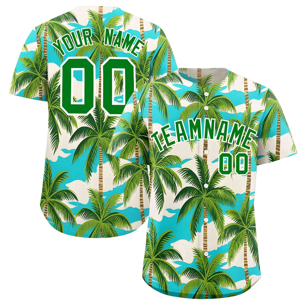 Personalized Multicolor Palm Tree Hawaiian Style Authentic Baseball Jersey