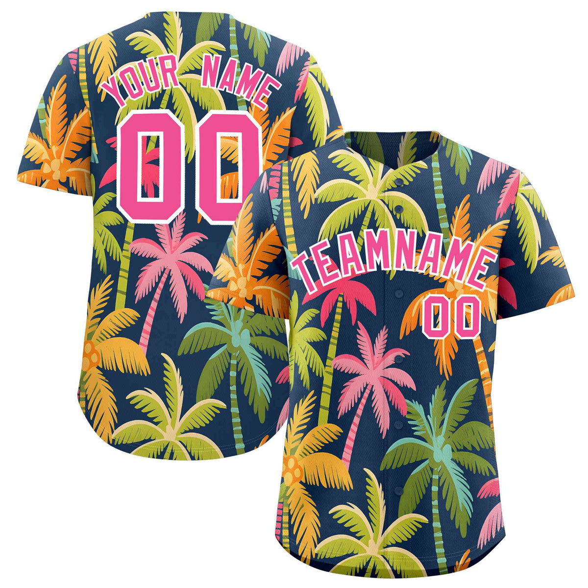 Personalized Multicolor Palm Tree Hawaiian Style Authentic Baseball Jersey
