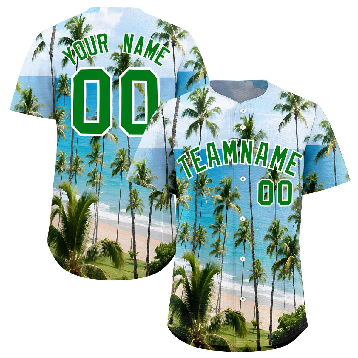 Personalized Multicolor Palm Tree Hawaiian Style Authentic Baseball Jersey