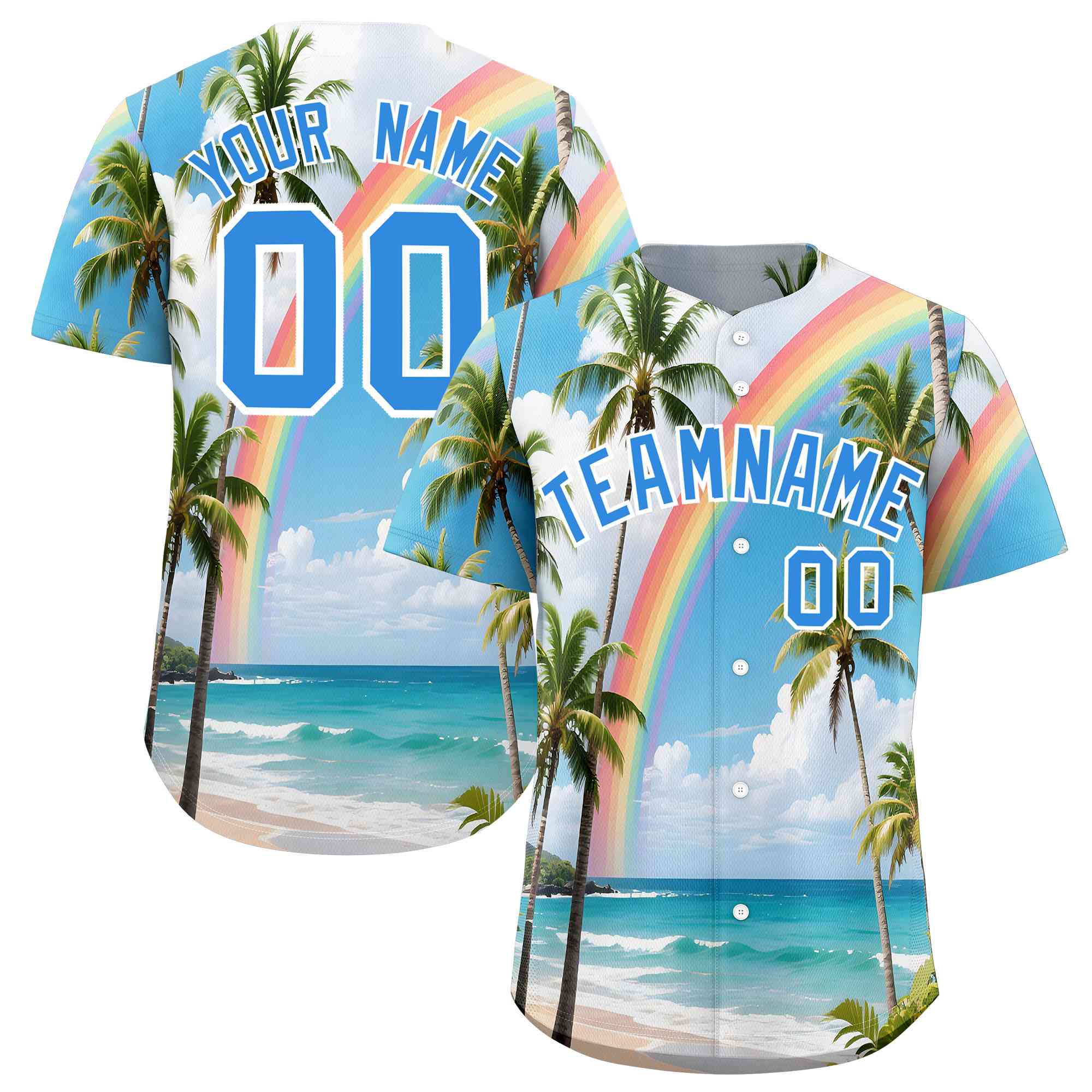 Personalized Multicolor Palm Tree Hawaiian Style Authentic Baseball Jersey