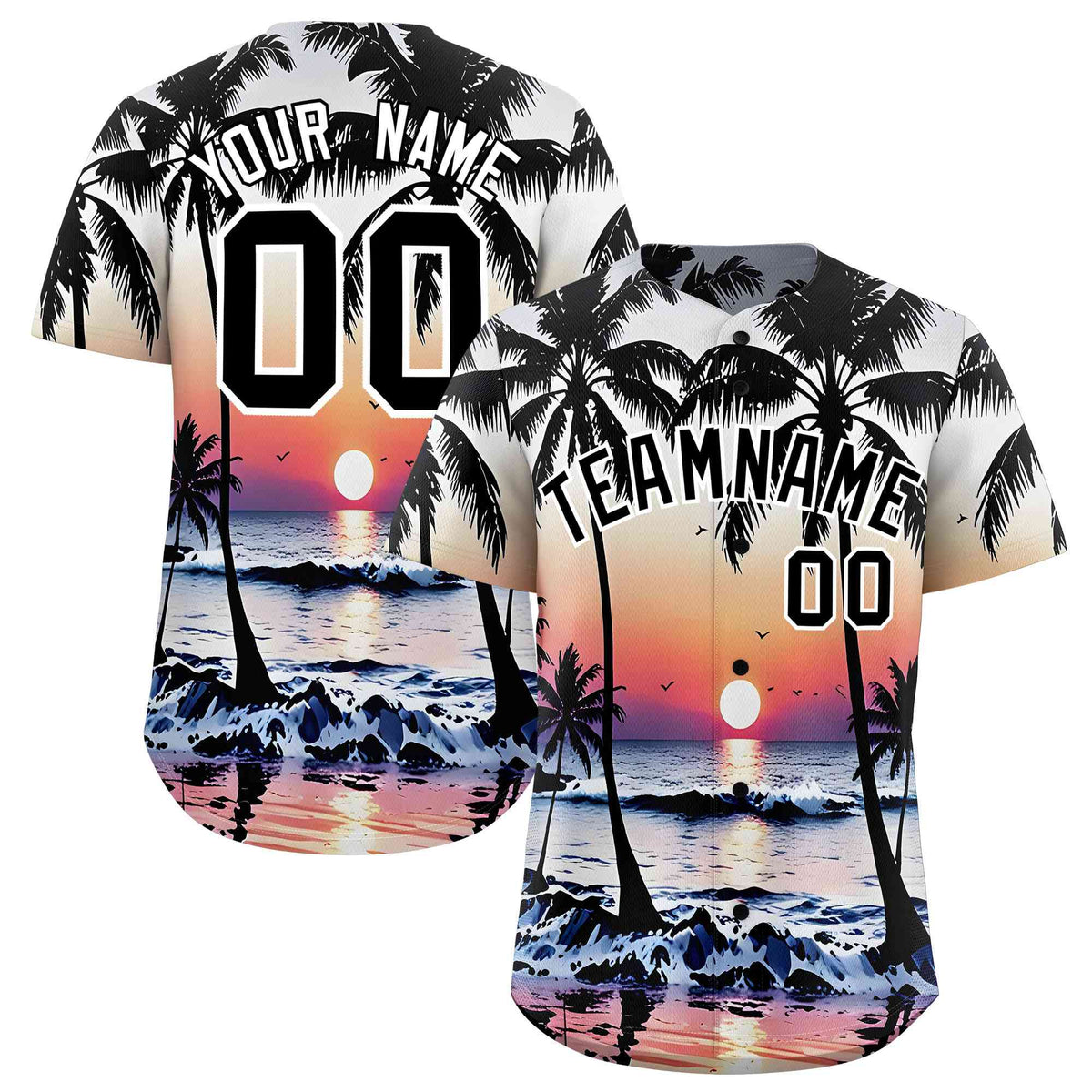 Personalized Multicolor Palm Tree Hawaiian Style Authentic Baseball Jersey