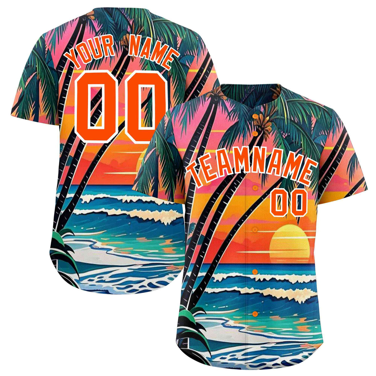 Personalized Multicolor Palm Tree Hawaiian Style Authentic Baseball Jersey