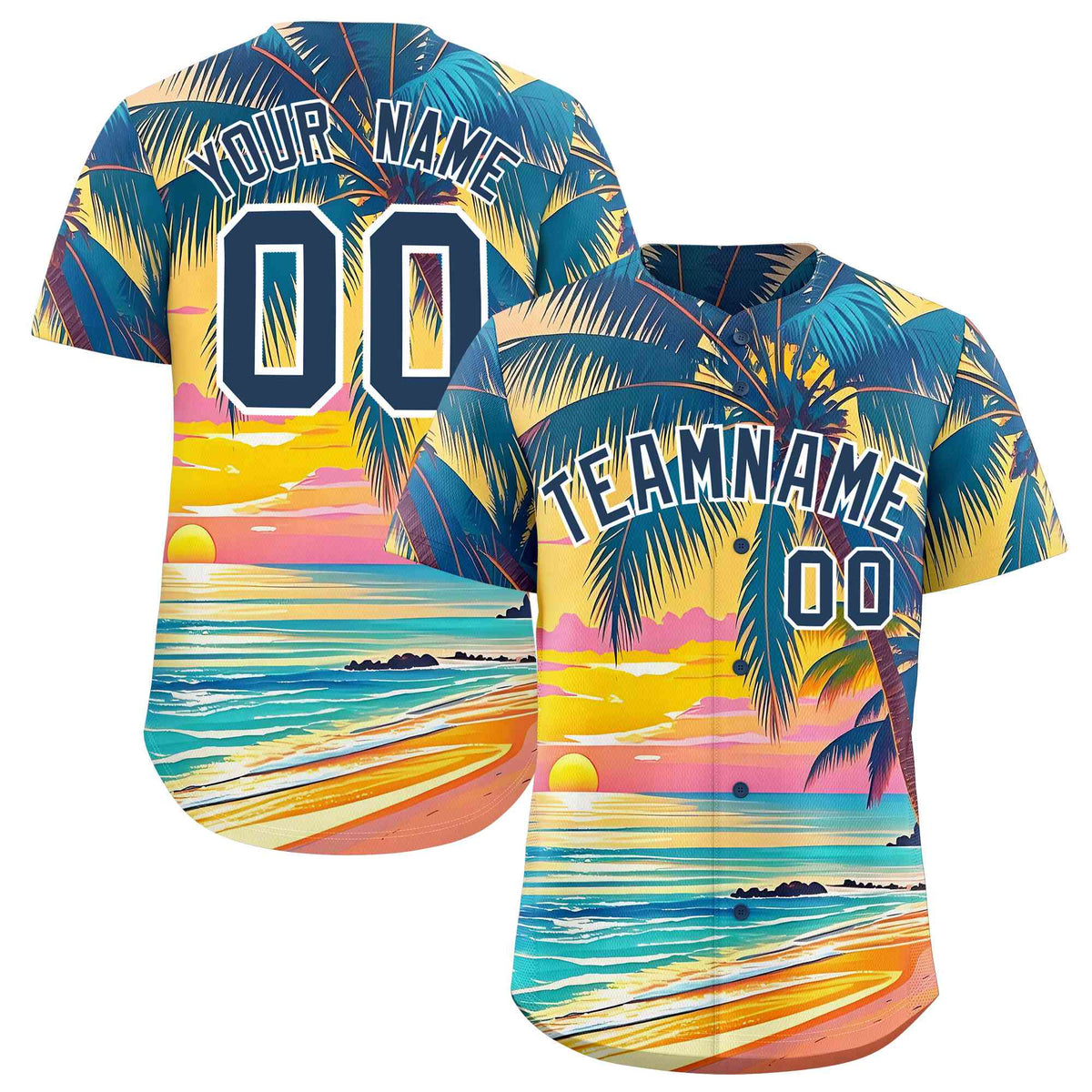 Personalized Multicolor Palm Tree Hawaiian Style Authentic Baseball Jersey